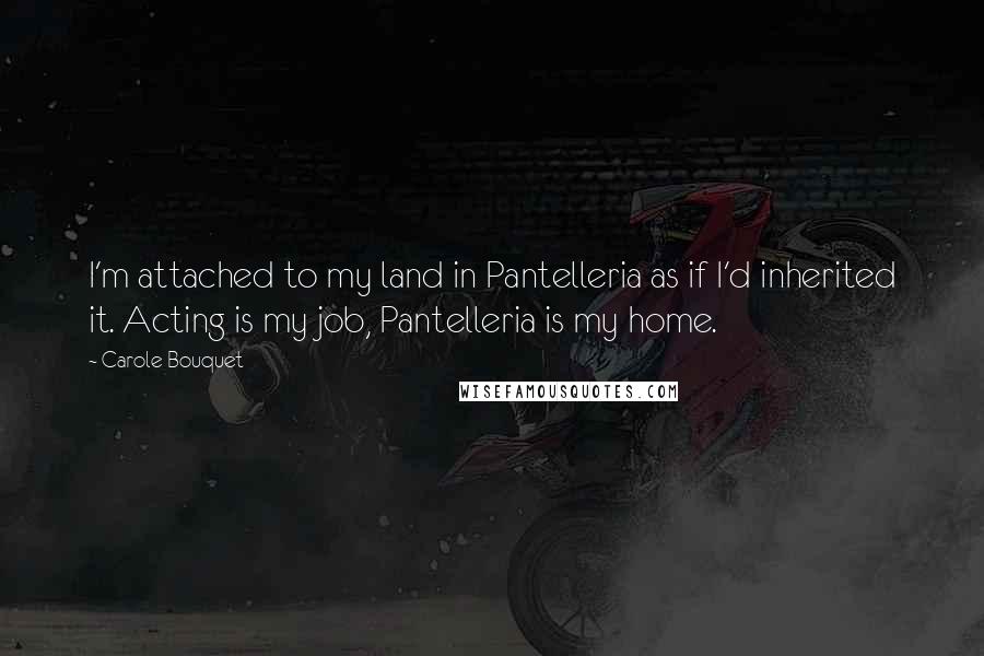 Carole Bouquet Quotes: I'm attached to my land in Pantelleria as if I'd inherited it. Acting is my job, Pantelleria is my home.