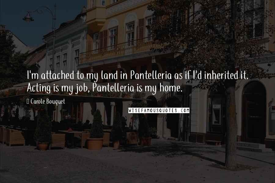 Carole Bouquet Quotes: I'm attached to my land in Pantelleria as if I'd inherited it. Acting is my job, Pantelleria is my home.