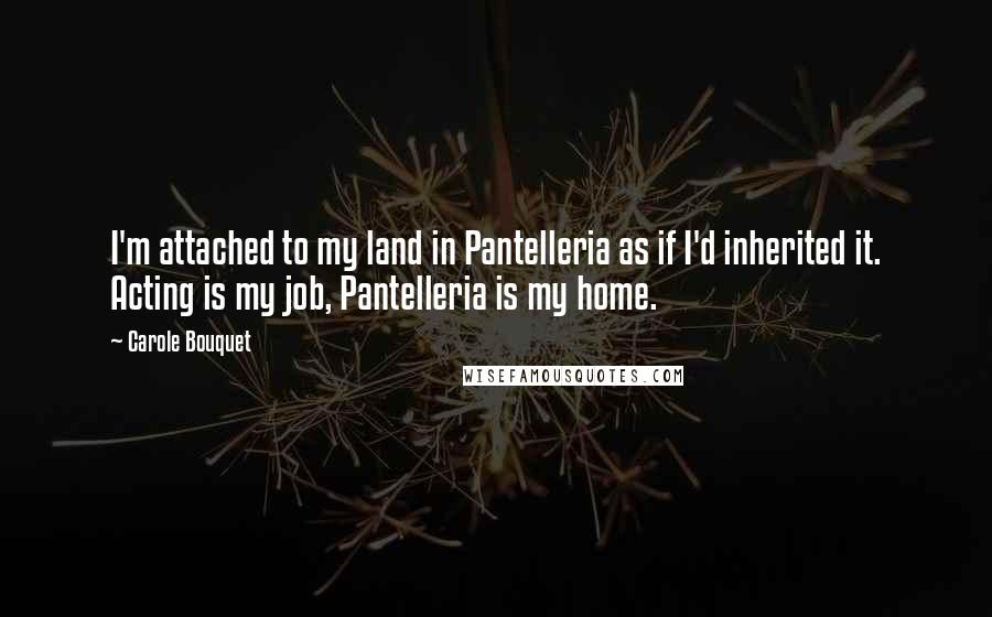 Carole Bouquet Quotes: I'm attached to my land in Pantelleria as if I'd inherited it. Acting is my job, Pantelleria is my home.