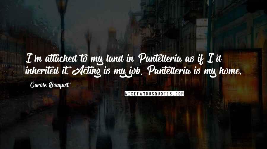 Carole Bouquet Quotes: I'm attached to my land in Pantelleria as if I'd inherited it. Acting is my job, Pantelleria is my home.