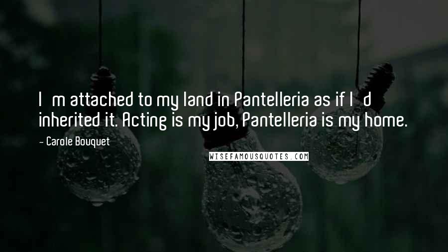 Carole Bouquet Quotes: I'm attached to my land in Pantelleria as if I'd inherited it. Acting is my job, Pantelleria is my home.