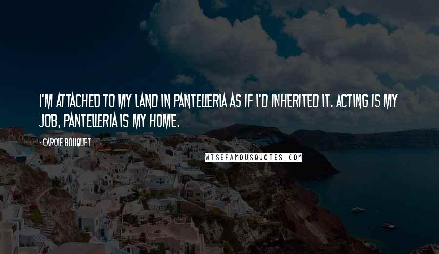 Carole Bouquet Quotes: I'm attached to my land in Pantelleria as if I'd inherited it. Acting is my job, Pantelleria is my home.