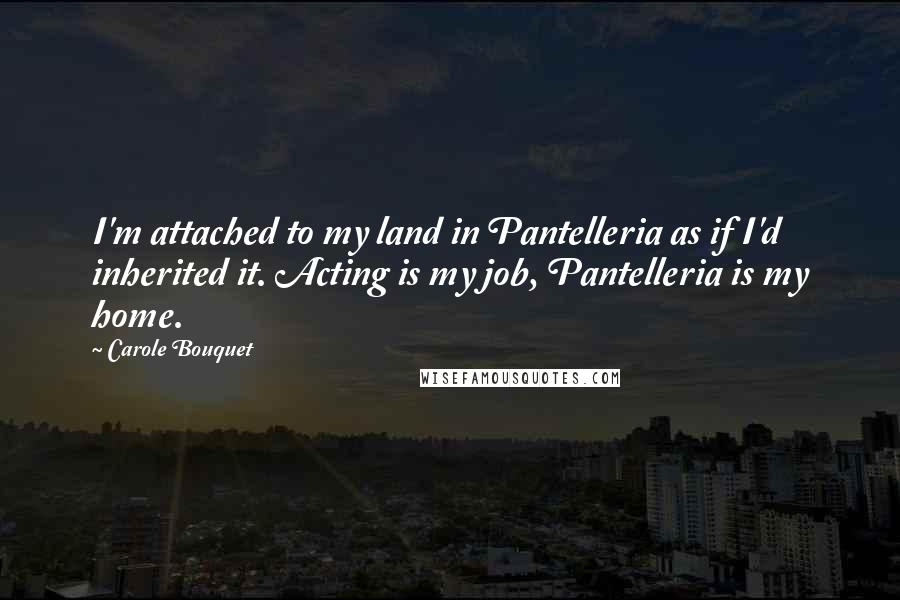 Carole Bouquet Quotes: I'm attached to my land in Pantelleria as if I'd inherited it. Acting is my job, Pantelleria is my home.