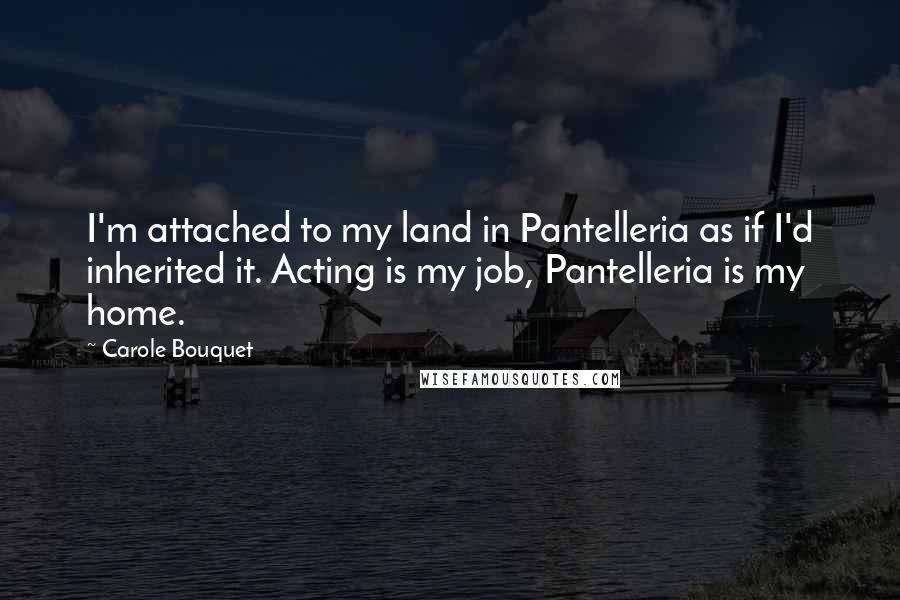 Carole Bouquet Quotes: I'm attached to my land in Pantelleria as if I'd inherited it. Acting is my job, Pantelleria is my home.