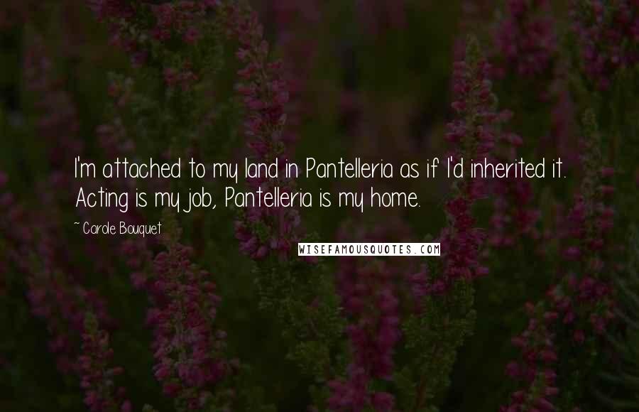 Carole Bouquet Quotes: I'm attached to my land in Pantelleria as if I'd inherited it. Acting is my job, Pantelleria is my home.