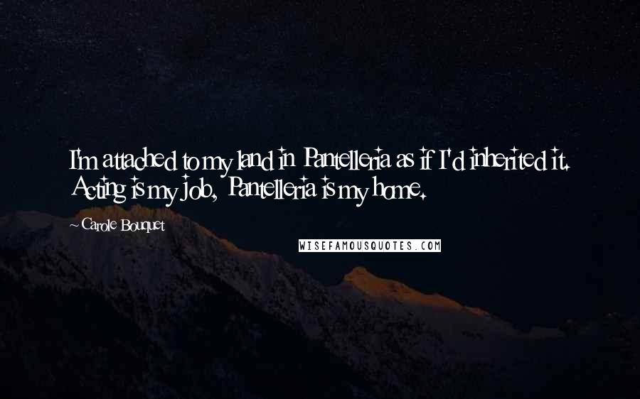 Carole Bouquet Quotes: I'm attached to my land in Pantelleria as if I'd inherited it. Acting is my job, Pantelleria is my home.