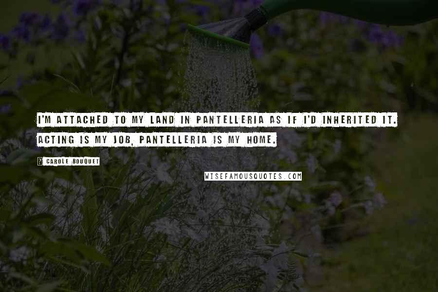 Carole Bouquet Quotes: I'm attached to my land in Pantelleria as if I'd inherited it. Acting is my job, Pantelleria is my home.