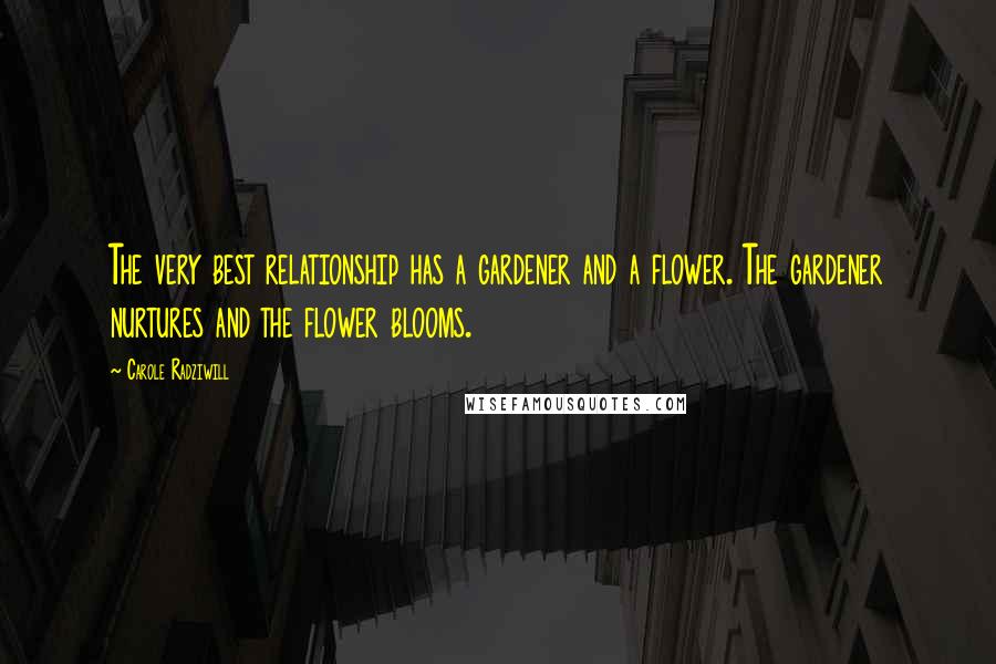 Carole Radziwill Quotes: The very best relationship has a gardener and a flower. The gardener nurtures and the flower blooms.