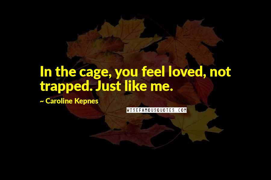 Caroline Kepnes Quotes: In the cage, you feel loved, not trapped. Just like me.