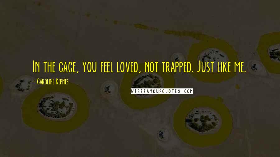 Caroline Kepnes Quotes: In the cage, you feel loved, not trapped. Just like me.