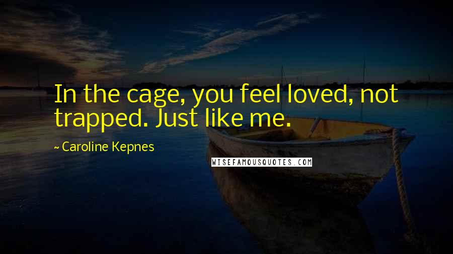 Caroline Kepnes Quotes: In the cage, you feel loved, not trapped. Just like me.