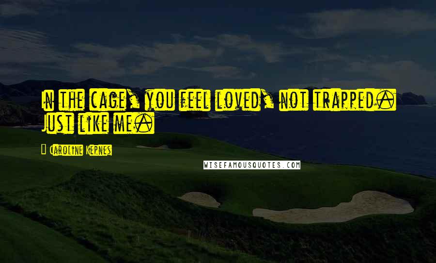 Caroline Kepnes Quotes: In the cage, you feel loved, not trapped. Just like me.