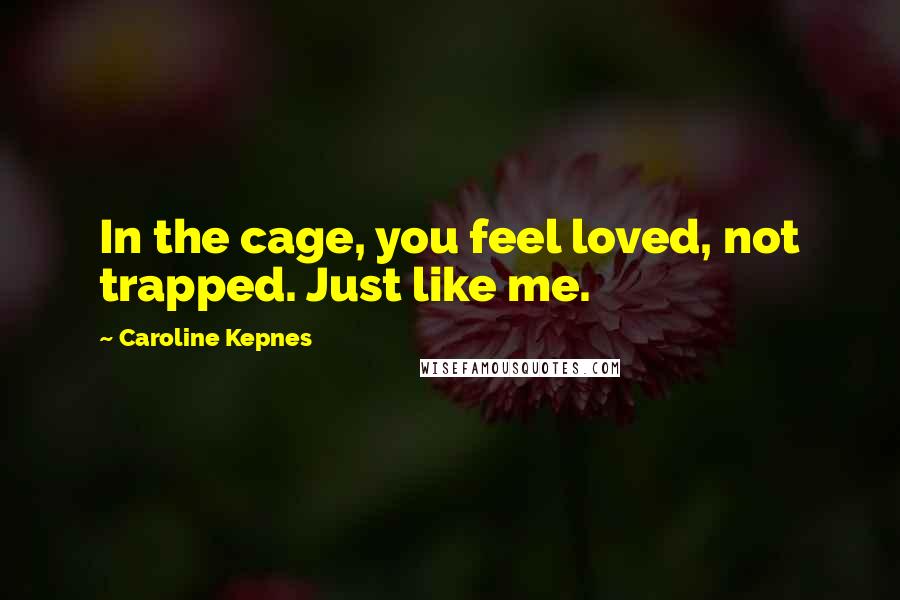 Caroline Kepnes Quotes: In the cage, you feel loved, not trapped. Just like me.