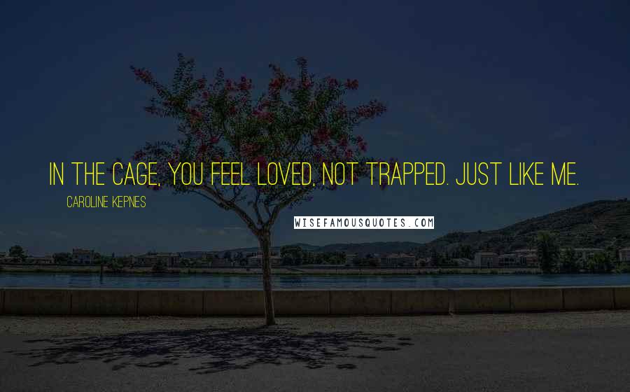 Caroline Kepnes Quotes: In the cage, you feel loved, not trapped. Just like me.