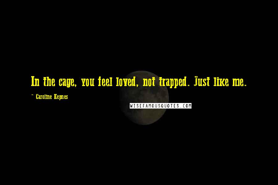 Caroline Kepnes Quotes: In the cage, you feel loved, not trapped. Just like me.