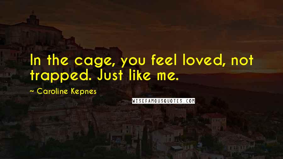 Caroline Kepnes Quotes: In the cage, you feel loved, not trapped. Just like me.