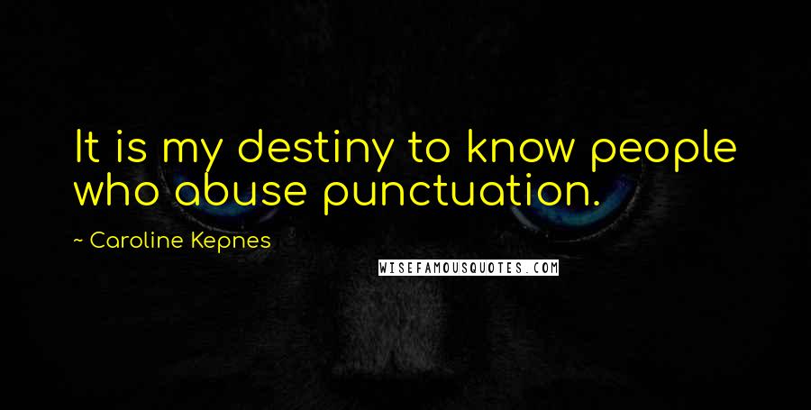 Caroline Kepnes Quotes: It is my destiny to know people who abuse punctuation.