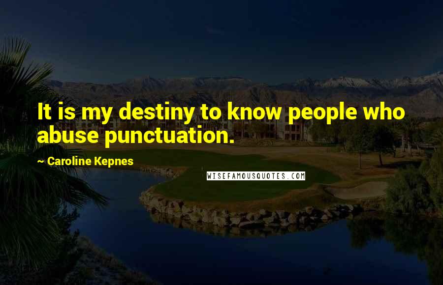 Caroline Kepnes Quotes: It is my destiny to know people who abuse punctuation.