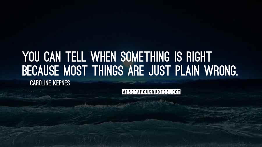 Caroline Kepnes Quotes: You can tell when something is right because most things are just plain wrong.