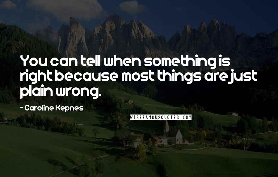 Caroline Kepnes Quotes: You can tell when something is right because most things are just plain wrong.