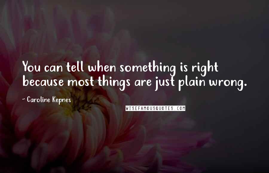 Caroline Kepnes Quotes: You can tell when something is right because most things are just plain wrong.