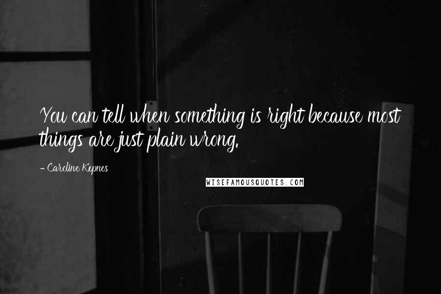 Caroline Kepnes Quotes: You can tell when something is right because most things are just plain wrong.