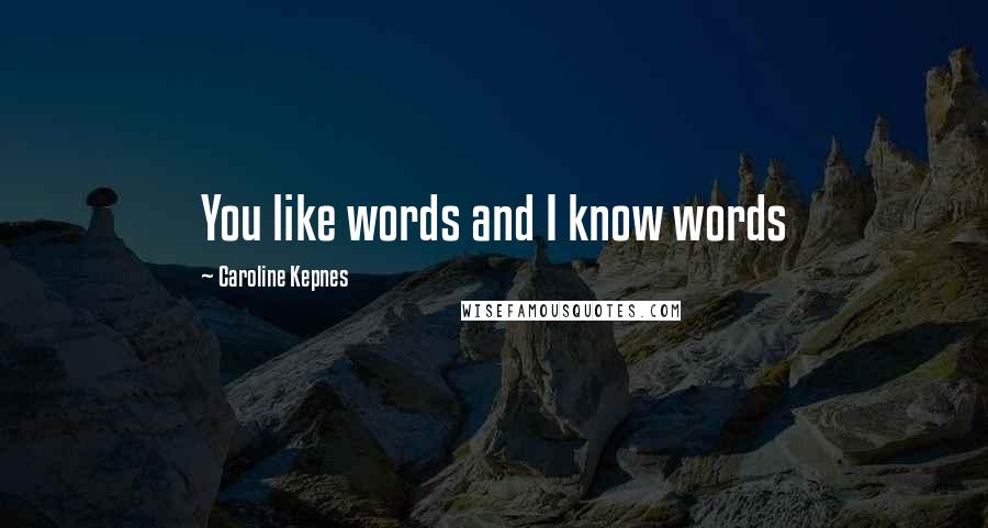 Caroline Kepnes Quotes: You like words and I know words