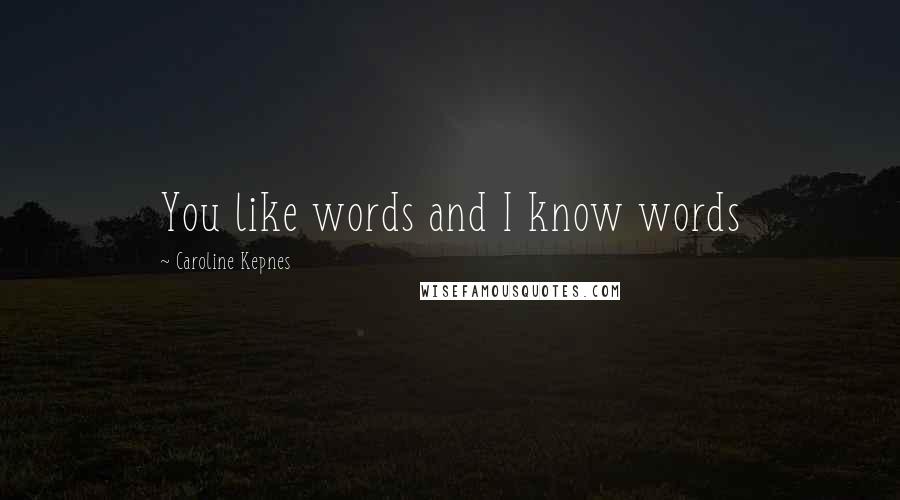 Caroline Kepnes Quotes: You like words and I know words