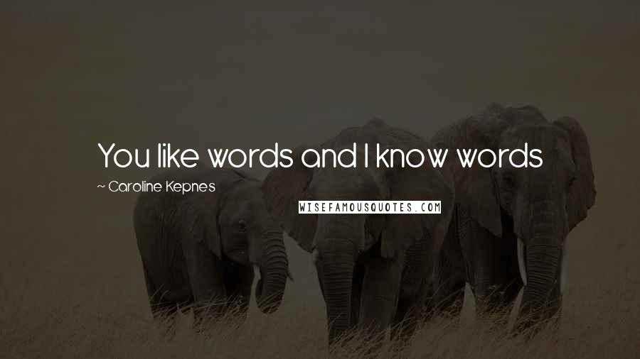 Caroline Kepnes Quotes: You like words and I know words