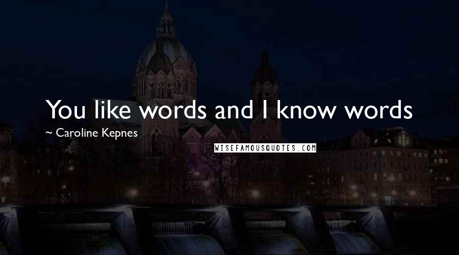 Caroline Kepnes Quotes: You like words and I know words