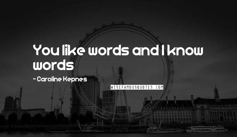 Caroline Kepnes Quotes: You like words and I know words