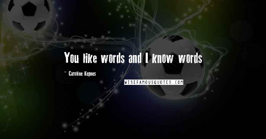 Caroline Kepnes Quotes: You like words and I know words