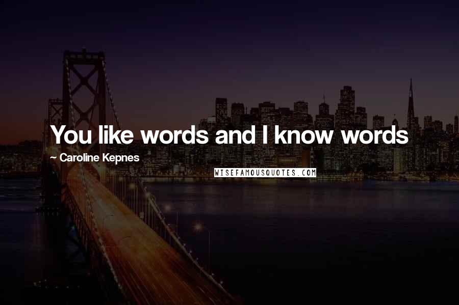 Caroline Kepnes Quotes: You like words and I know words