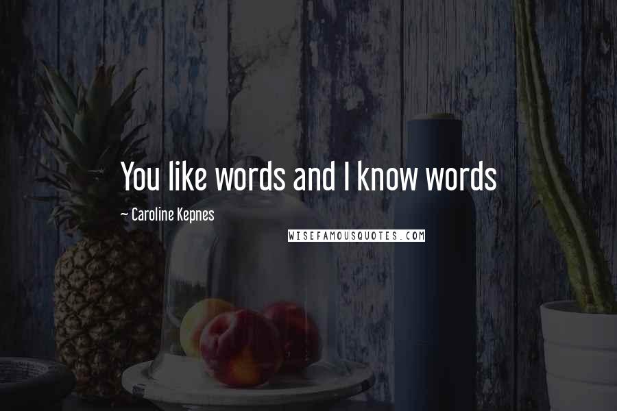 Caroline Kepnes Quotes: You like words and I know words