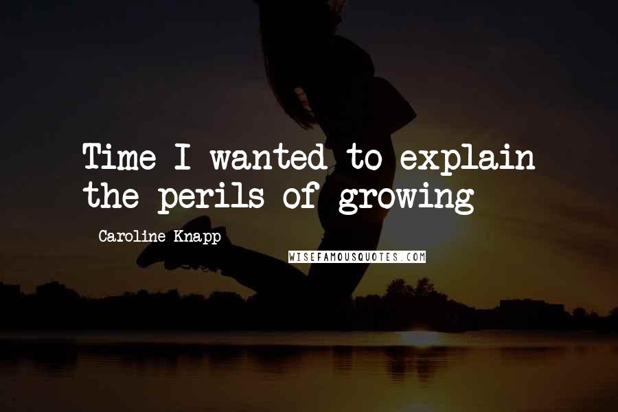 Caroline Knapp Quotes: Time I wanted to explain the perils of growing