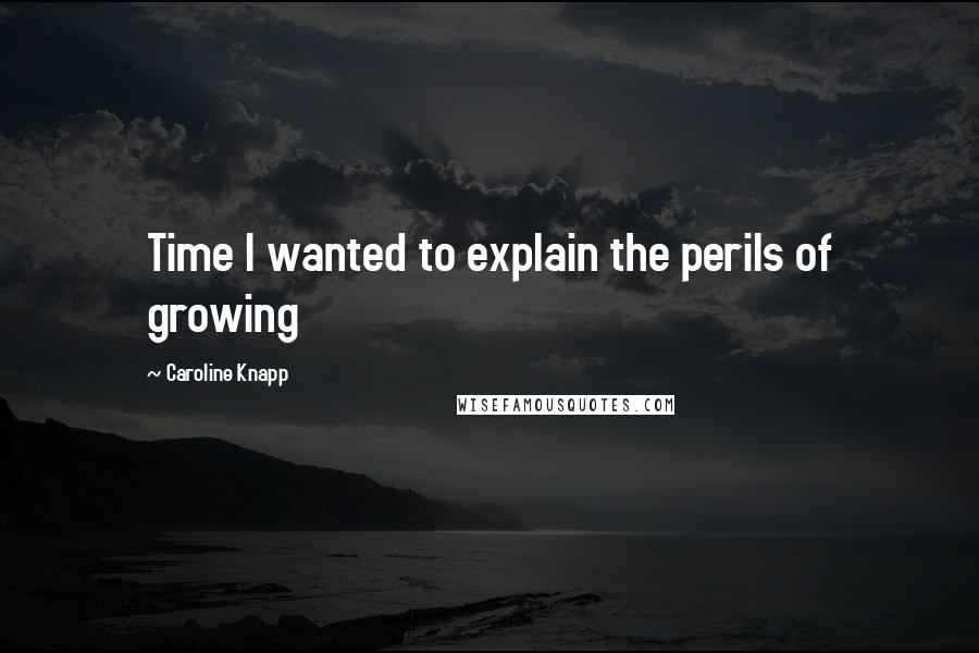 Caroline Knapp Quotes: Time I wanted to explain the perils of growing