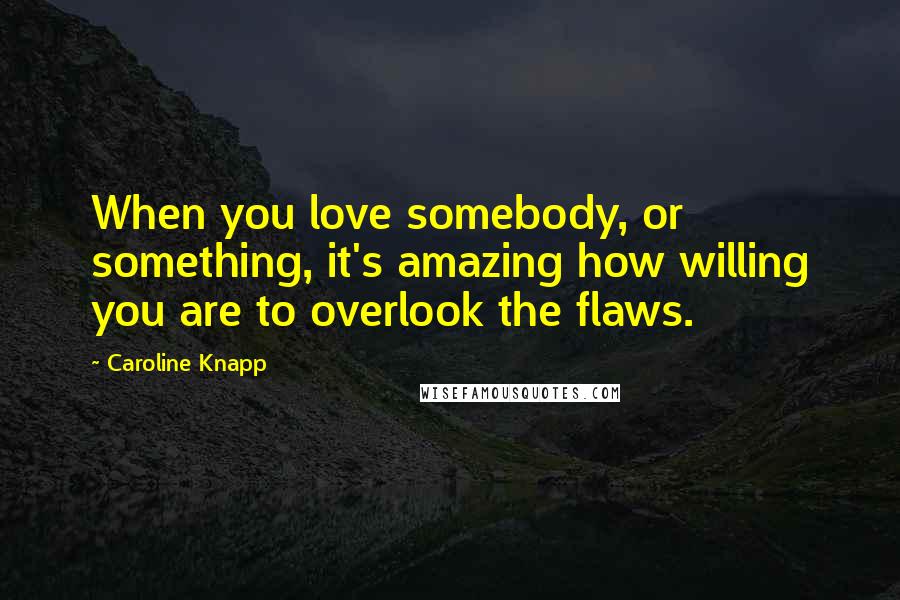 Caroline Knapp Quotes: When you love somebody, or something, it's amazing how willing you are to overlook the flaws.