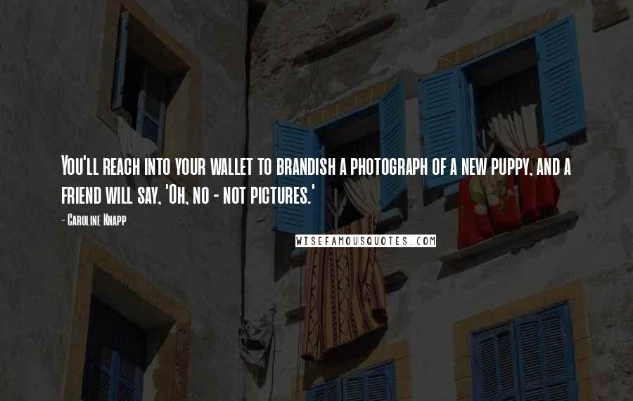 Caroline Knapp Quotes: You'll reach into your wallet to brandish a photograph of a new puppy, and a friend will say, 'Oh, no - not pictures.'