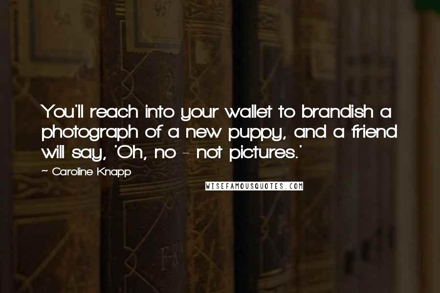 Caroline Knapp Quotes: You'll reach into your wallet to brandish a photograph of a new puppy, and a friend will say, 'Oh, no - not pictures.'