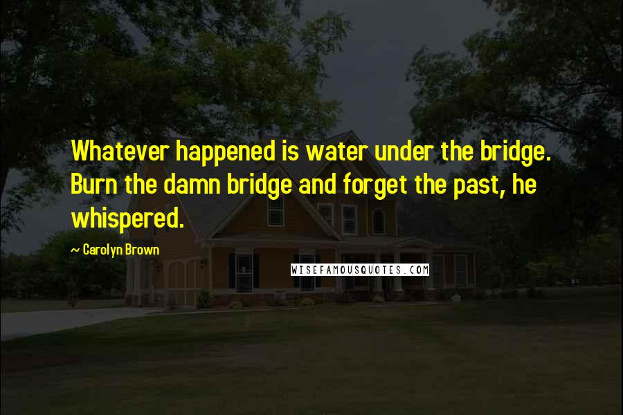 Carolyn Brown Quotes: Whatever happened is water under the bridge. Burn the damn bridge and forget the past, he whispered.