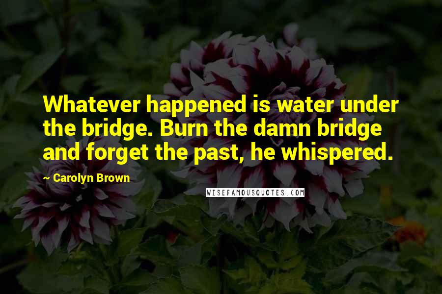 Carolyn Brown Quotes: Whatever happened is water under the bridge. Burn the damn bridge and forget the past, he whispered.