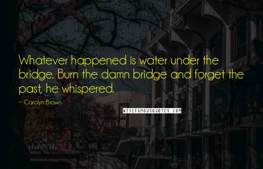 Carolyn Brown Quotes: Whatever happened is water under the bridge. Burn the damn bridge and forget the past, he whispered.