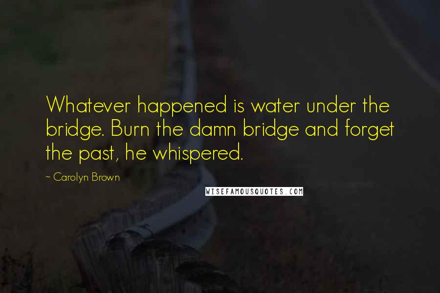 Carolyn Brown Quotes: Whatever happened is water under the bridge. Burn the damn bridge and forget the past, he whispered.