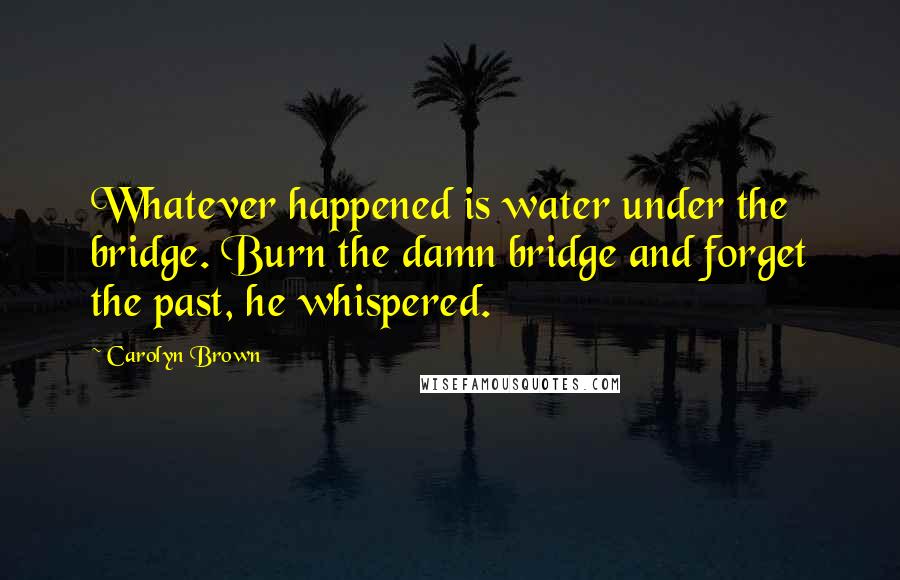 Carolyn Brown Quotes: Whatever happened is water under the bridge. Burn the damn bridge and forget the past, he whispered.