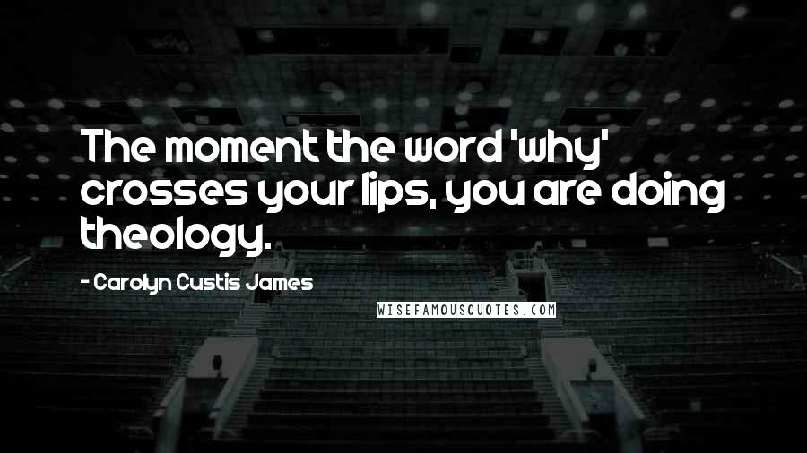 Carolyn Custis James Quotes: The moment the word 'why' crosses your lips, you are doing theology.