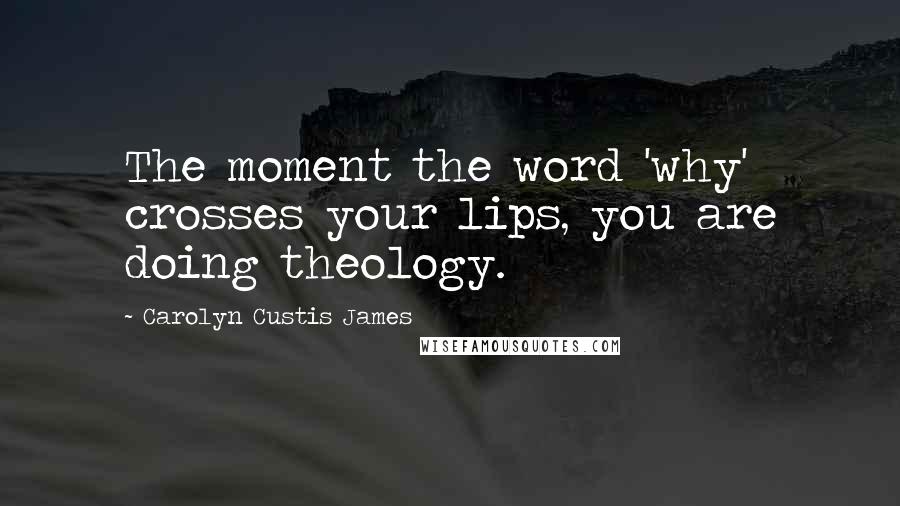 Carolyn Custis James Quotes: The moment the word 'why' crosses your lips, you are doing theology.