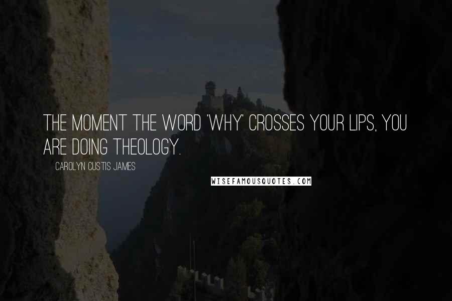 Carolyn Custis James Quotes: The moment the word 'why' crosses your lips, you are doing theology.