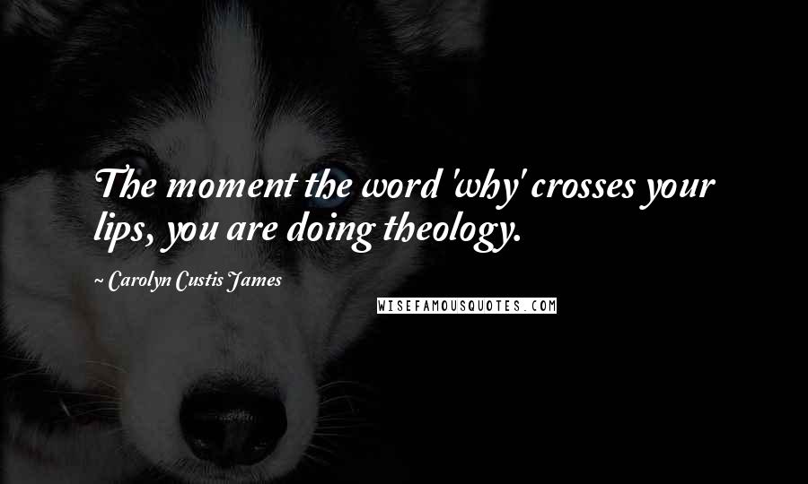 Carolyn Custis James Quotes: The moment the word 'why' crosses your lips, you are doing theology.