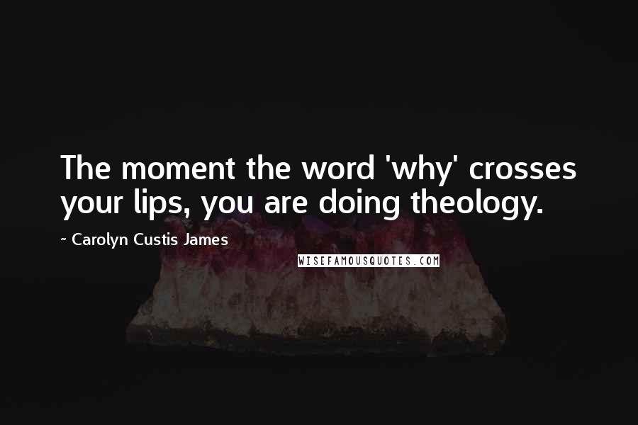 Carolyn Custis James Quotes: The moment the word 'why' crosses your lips, you are doing theology.