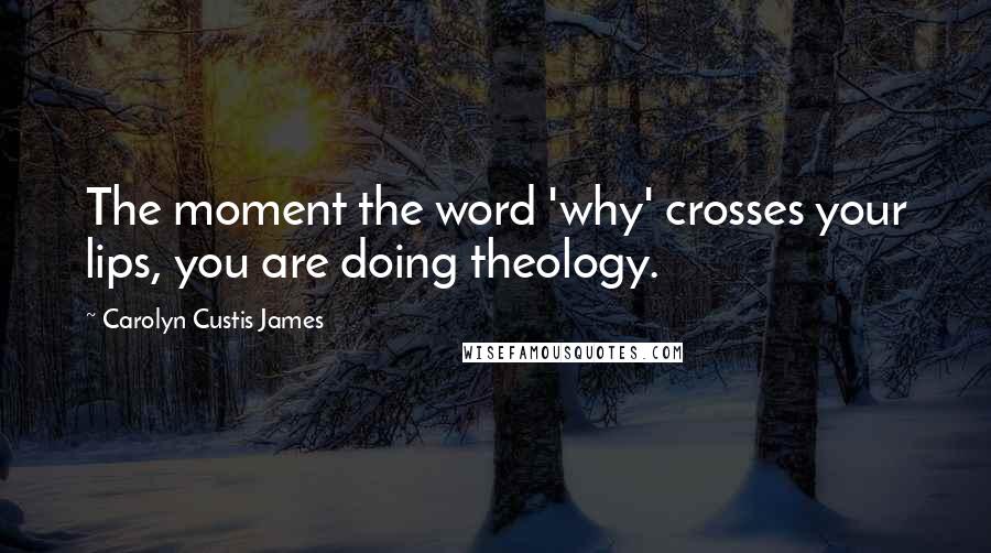 Carolyn Custis James Quotes: The moment the word 'why' crosses your lips, you are doing theology.